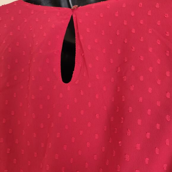 NWT Red Textured Dress SZ L JAPNA FLOWY Chiffon Cruise BOHO Swing Ruffle Large - Picture 9 of 16